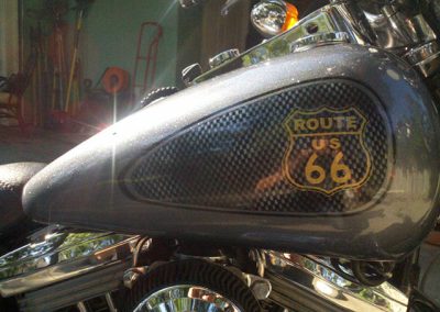 Route 66 Harley with Pearls, lots of them, combined to create a truly awesome kustom paint.