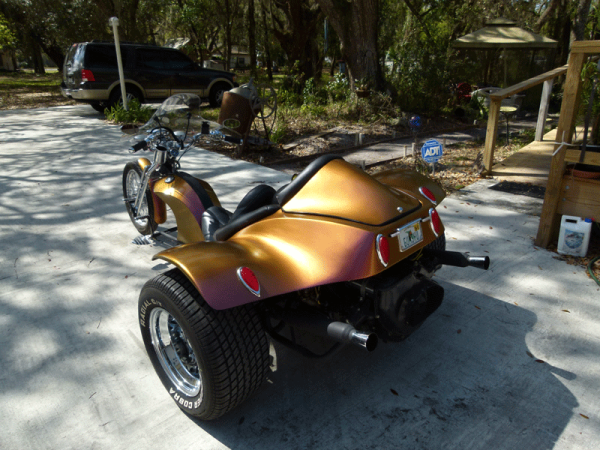 Kolorshift Pearls 4739OR. Orange Gold Red sprayed on a Trike.
