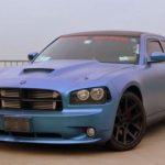 Chameleon Dodge Charger with matte finish Blue to Purple Kolorshift Pearls pigment on it.