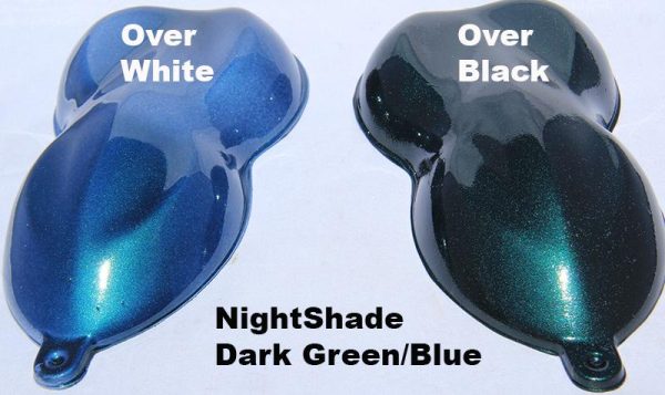 Nightshade Green-Blue kandy Paint Pearl over White and over Black