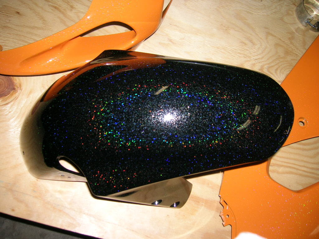 Silver Holographic Motorcycle fender.