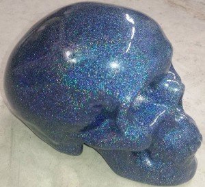 Holographic Blue kustom Paint Job on a skull.