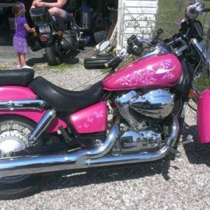 Hot Pink Harley with Silver Illusion Pearls.