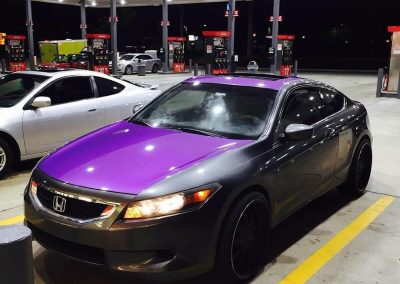 Purple kandy Metallic Pigment on car hood.