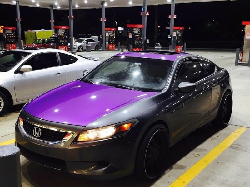 Purple kandy Metallic Pigment on car hood.