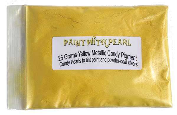 25 Gram Bag of Yellow Metallic kandy Paint Pearls.
